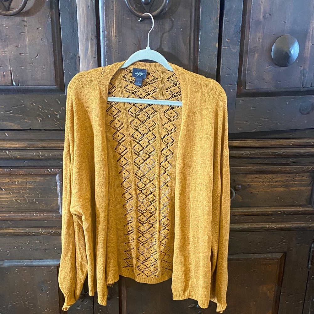 Daytrip Mustard Open-Front Cardigan